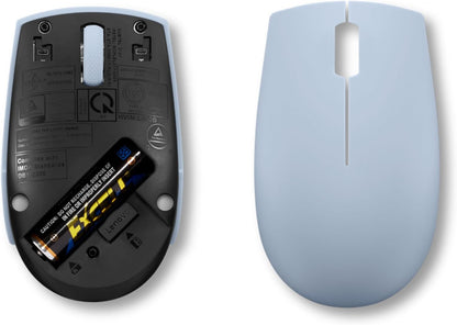 Lenovo 300 Mouse Wireless Compatto, Sensore Ottico 1000 DPI, 2,4 GHz, Ambidestro, Portatile per Laptop e PC, Frost Blue