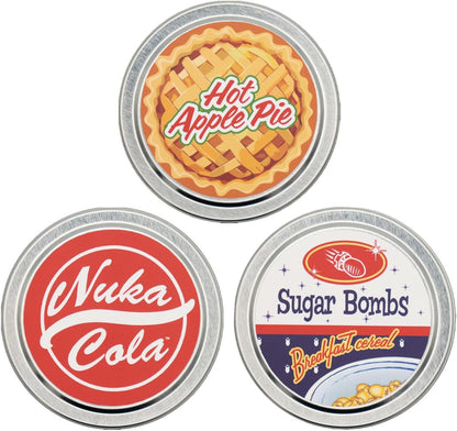 Fallout Vault Dweller's Duftkerzen-Set – Offizielles Sojawachs-Trio, inspiriert von Apple Pie, Nuka-Cola und Sugar Bombs – Gaming Merchandise