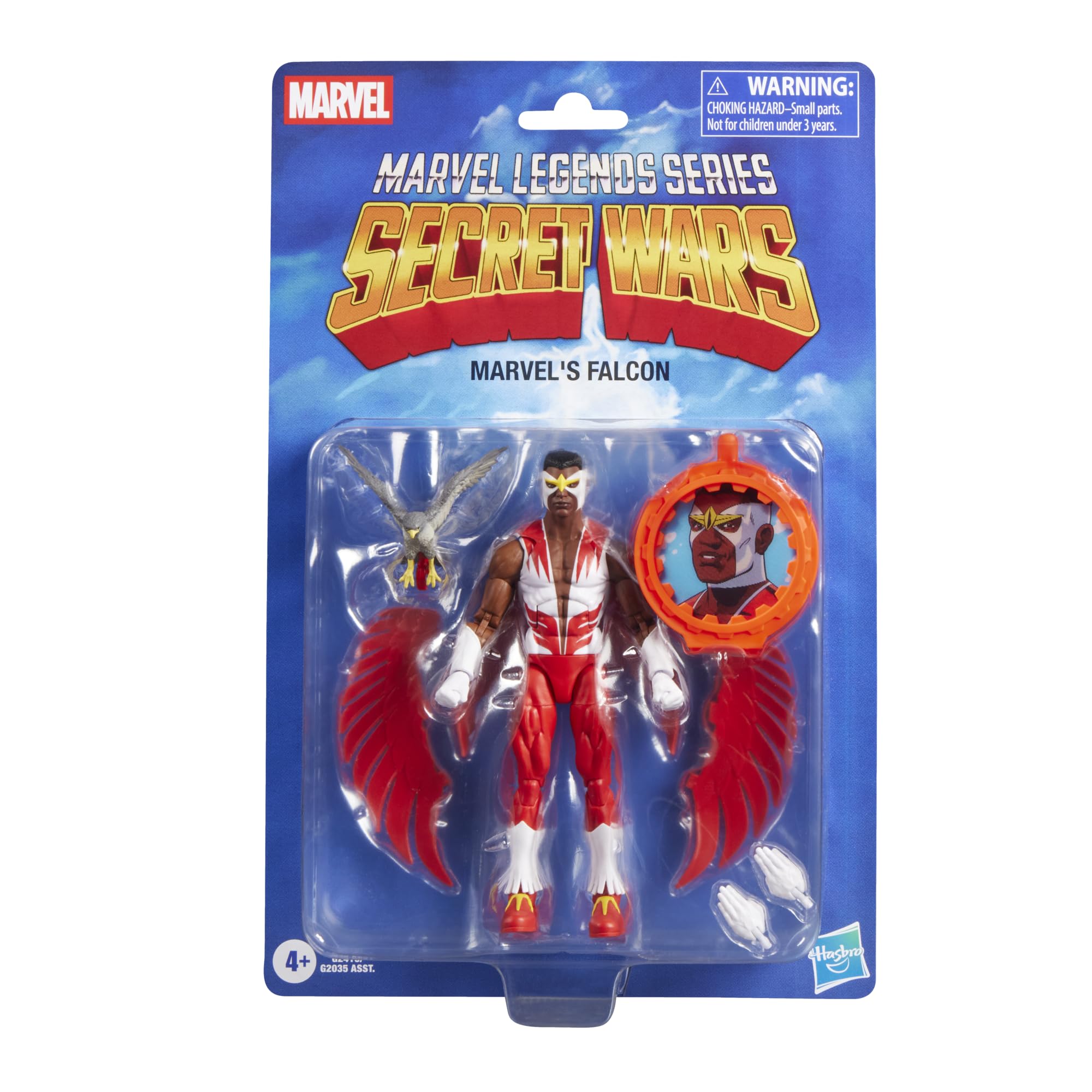 Hasbro Marvel Legends Series, Guerre segrete, action figure rétro collezionabile di Falcon da 15 cm con scudo lenticolare, fumetti Captain America