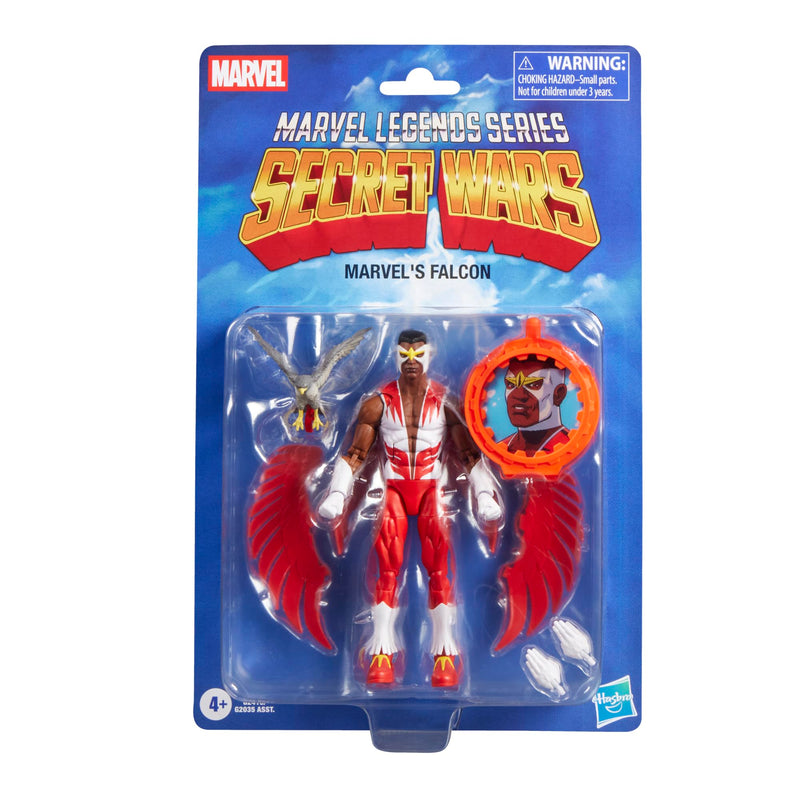 Hasbro Marvel Legends Series, Guerre segrete, action figure rétro collezionabile di Falcon da 15 cm con scudo lenticolare, fumetti Captain America