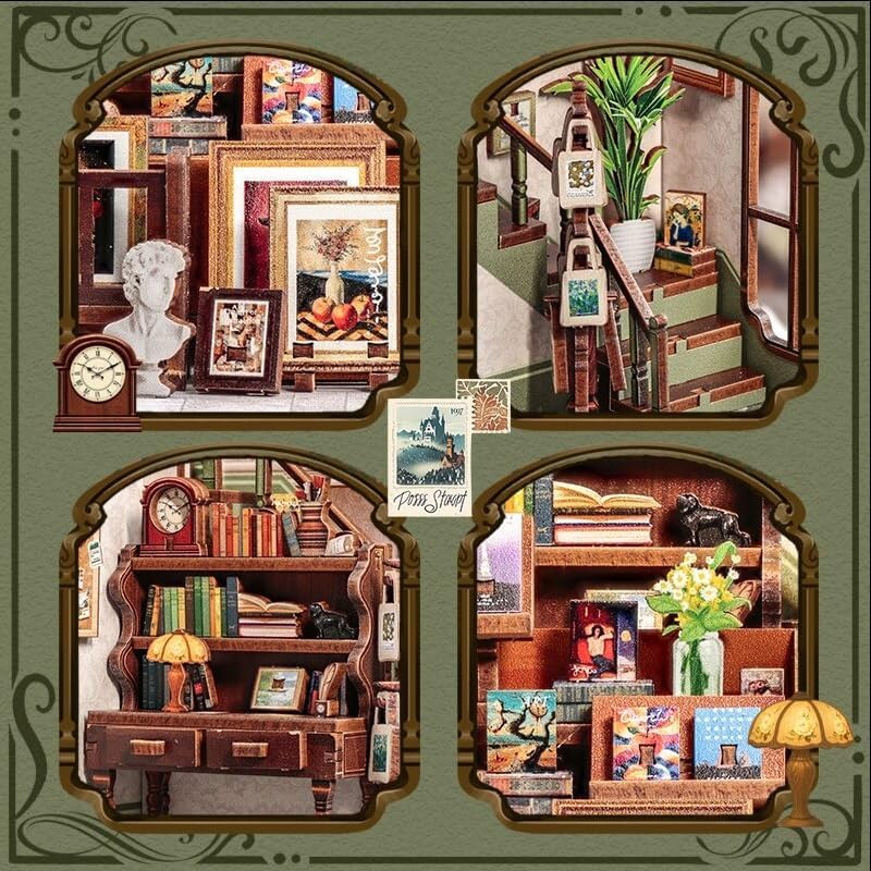 Fsolis - Kit fai da te in miniatura per adulti, mini casa, puzzle 3D per libreria, diorama, decorazione, regalo per donne e adolescenti (libreria della galleria