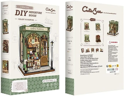 Fsolis - Kit fai da te in miniatura per adulti, mini casa, puzzle 3D per libreria, diorama, decorazione, regalo per donne e adolescenti (libreria della galleria