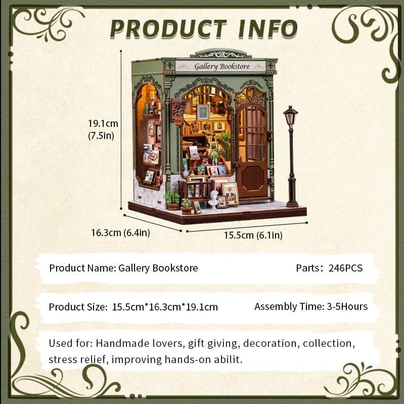 Fsolis - Kit fai da te in miniatura per adulti, mini casa, puzzle 3D per libreria, diorama, decorazione, regalo per donne e adolescenti (libreria della galleria