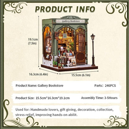 Fsolis - Kit fai da te in miniatura per adulti, mini casa, puzzle 3D per libreria, diorama, decorazione, regalo per donne e adolescenti (libreria della galleria