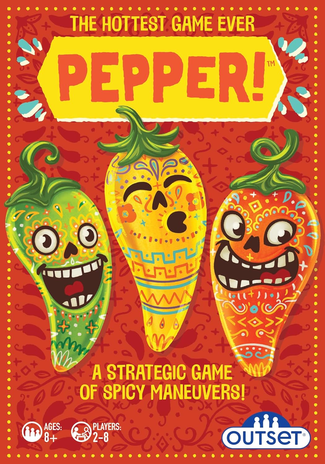 Pepper! A strategic card game of spicy maneuvers, for 2 to 8 players ages 8 and up
