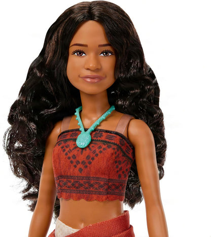 Mattel Disney Toys, Singing Moana Doll with Removable Signature Fashion & 2 Accessories, Sings “How Far I’ll Go” Inspired by Live Action Movie, JLP18