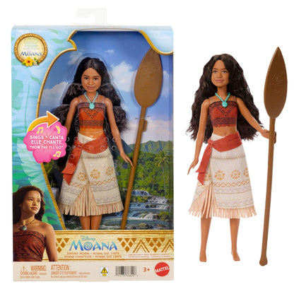 Mattel Disney Toys, Singing Moana Doll with Removable Signature Fashion & 2 Accessories, Sings “How Far I’ll Go” Inspired by Live Action Movie, JLP18