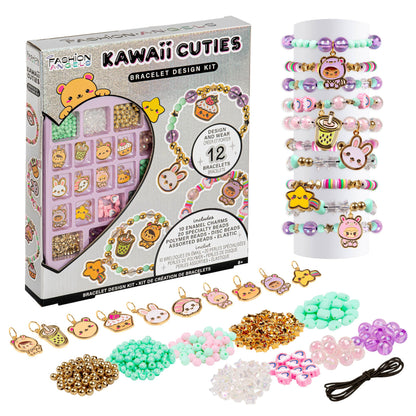 Fashion Angels Basic Fun Kawaii Cuties Bracelet Design Kit – Make 12 Kawaii Bracelets with 10 Cute Charms & 20 Specialty Beads – Jewellery Making Kit for Girls Ages 6+