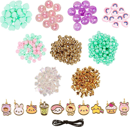 Fashion Angels Basic Fun Kawaii Cuties Bracelet Design Kit – Make 12 Kawaii Bracelets with 10 Cute Charms & 20 Specialty Beads – Jewellery Making Kit for Girls Ages 6+