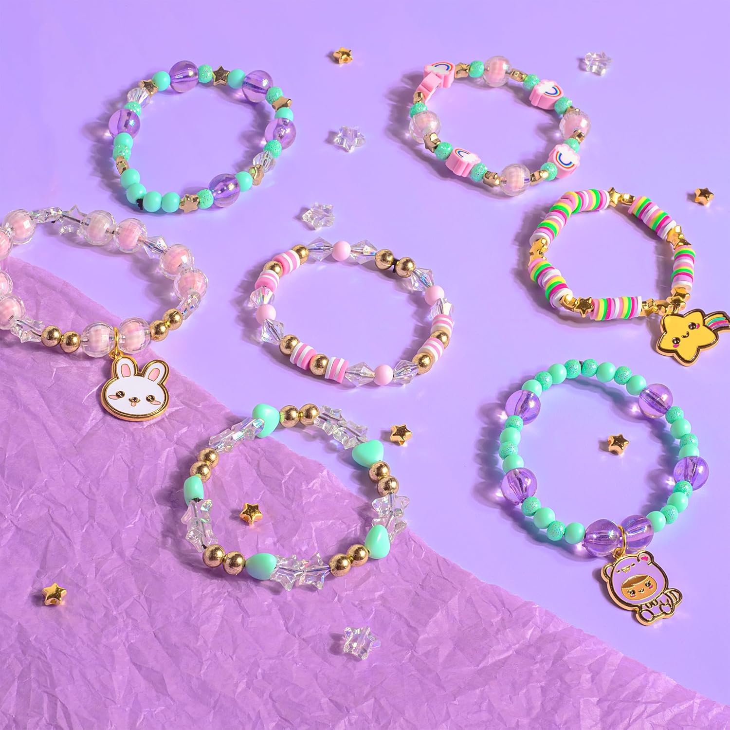 Fashion Angels Basic Fun Kawaii Cuties Bracelet Design Kit – Make 12 Kawaii Bracelets with 10 Cute Charms & 20 Specialty Beads – Jewellery Making Kit for Girls Ages 6+