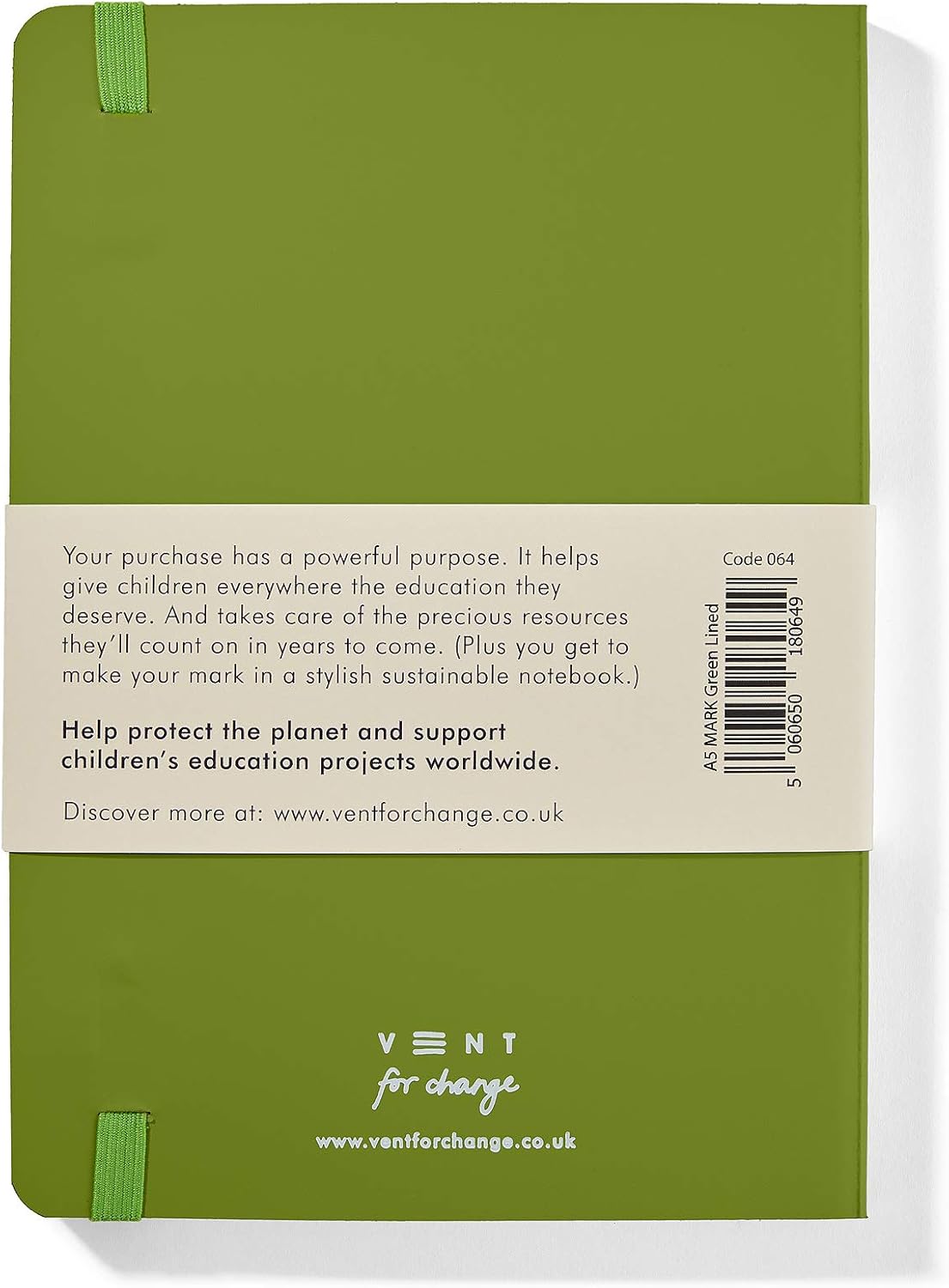 Birsppy VENT for Change - Make a Mark Range Classic Design Eco Friendly Recycled Leather A5 Notebook with Lined Paper | Lined Notebook/Notepad | Lined Journal, Great As A Gift