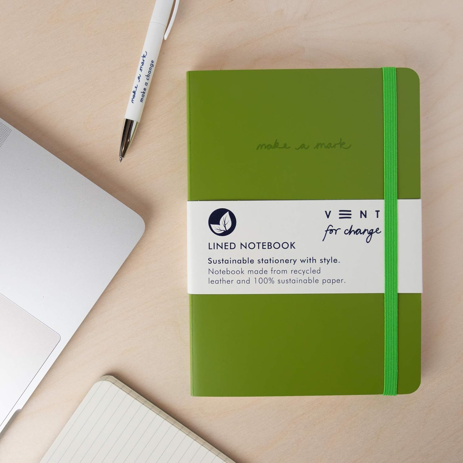 Birsppy VENT for Change - Make a Mark Range Classic Design Eco Friendly Recycled Leather A5 Notebook with Lined Paper | Lined Notebook/Notepad | Lined Journal, Great As A Gift