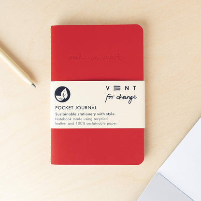 Recycled Leather Pocket Notebook - Mini Pocket Notebook (100 x 150mm) - Recycled Leather from The Make a Mark Range - Pocket
