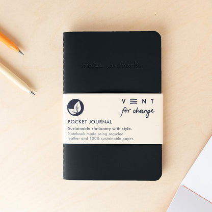 Recycled Leather Pocket Notebook - Mini Pocket Notebook (100 x 150mm) - Recycled Leather from The Make a Mark Range - Pocket