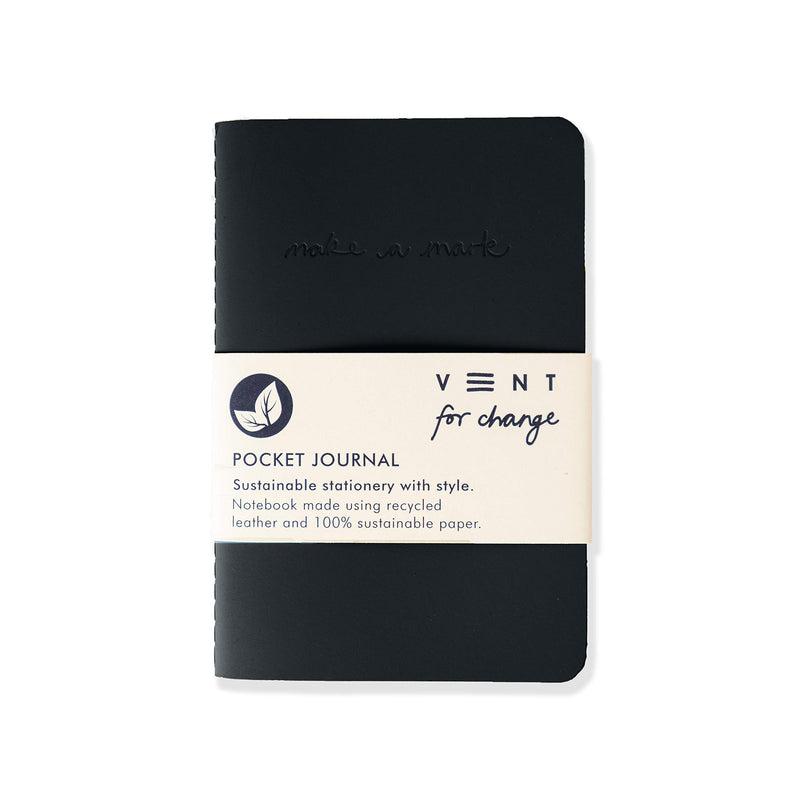 Recycled Leather Pocket Notebook - Mini Pocket Notebook (100 x 150mm) - Recycled Leather from The Make a Mark Range - Pocket