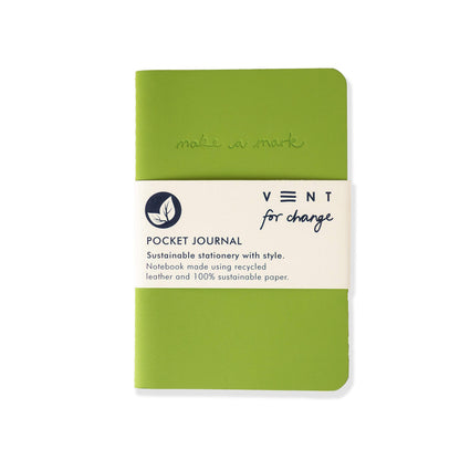 Recycled Leather Pocket Notebook - Mini Pocket Notebook (100 x 150mm) - Recycled Leather from The Make a Mark Range - Pocket