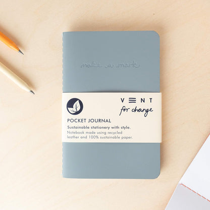 Recycled Leather Pocket Notebook - Mini Pocket Notebook (100 x 150mm) - Recycled Leather from The Make a Mark Range - Pocket
