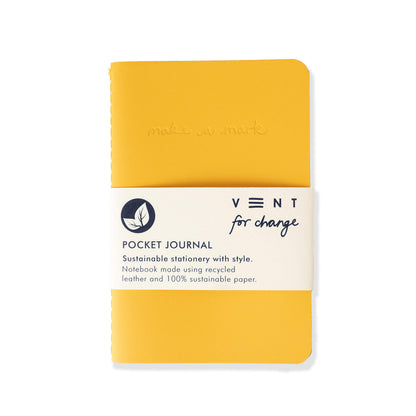 Recycled Leather Pocket Notebook - Mini Pocket Notebook (100 x 150mm) - Recycled Leather from The Make a Mark Range - Pocket