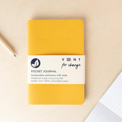 Recycled Leather Pocket Notebook - Mini Pocket Notebook (100 x 150mm) - Recycled Leather from The Make a Mark Range - Pocket