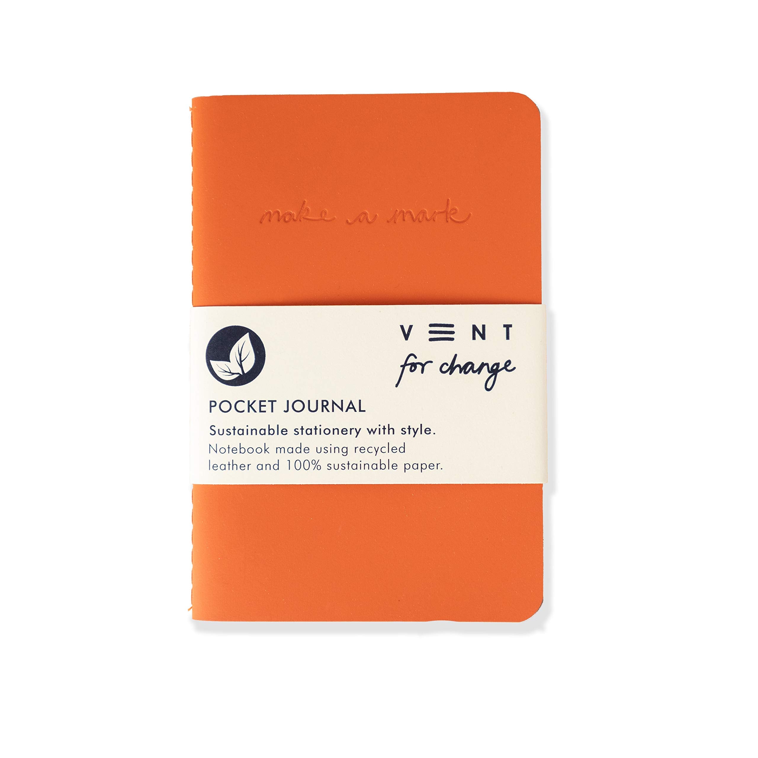 Recycled Leather Pocket Notebook - Mini Pocket Notebook (100 x 150mm) - Recycled Leather from The Make a Mark Range - Pocket
