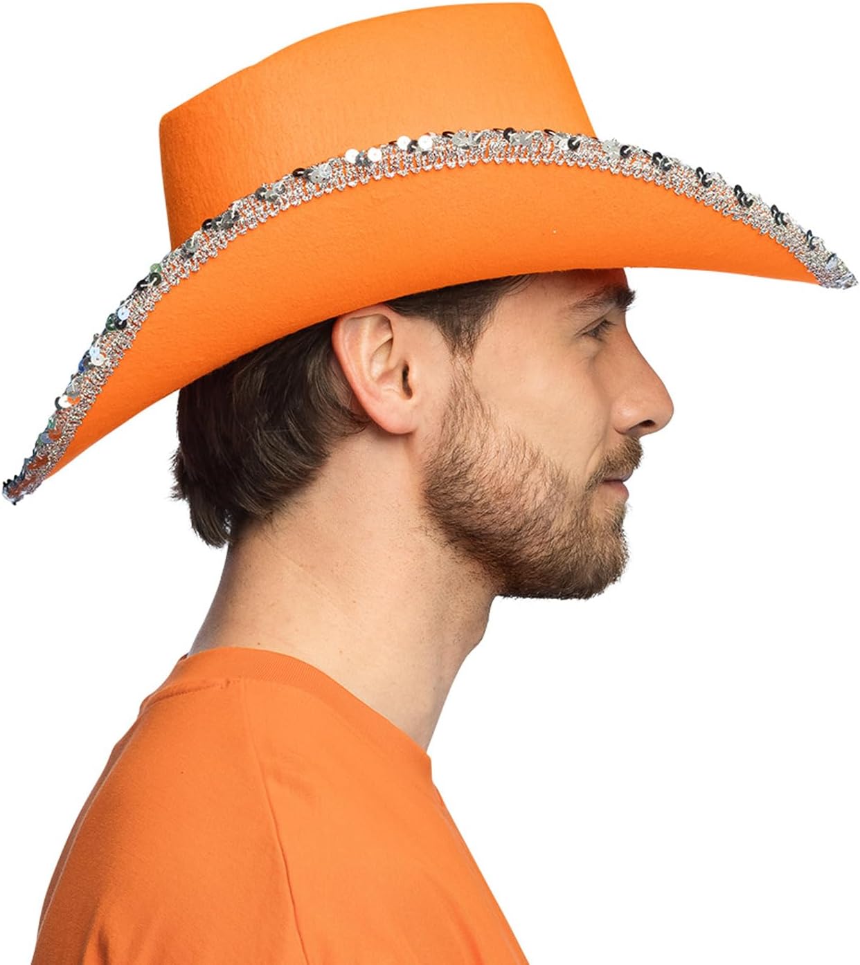 Cowboy Hoed Glitter - Neon Oranje