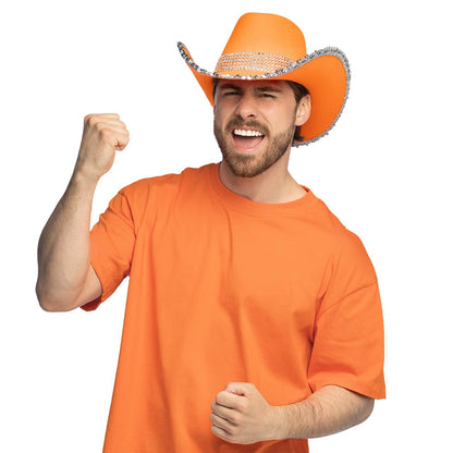Cowboy Hoed Glitter - Neon Oranje