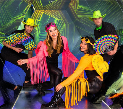Boland - Verstellbarer UV Cowboyhut Savanne, Neon Western Hut, leuchtet im Schwarzlicht, Kostüm Zubehör für Festival, Karneval, JGA und Mottoparty