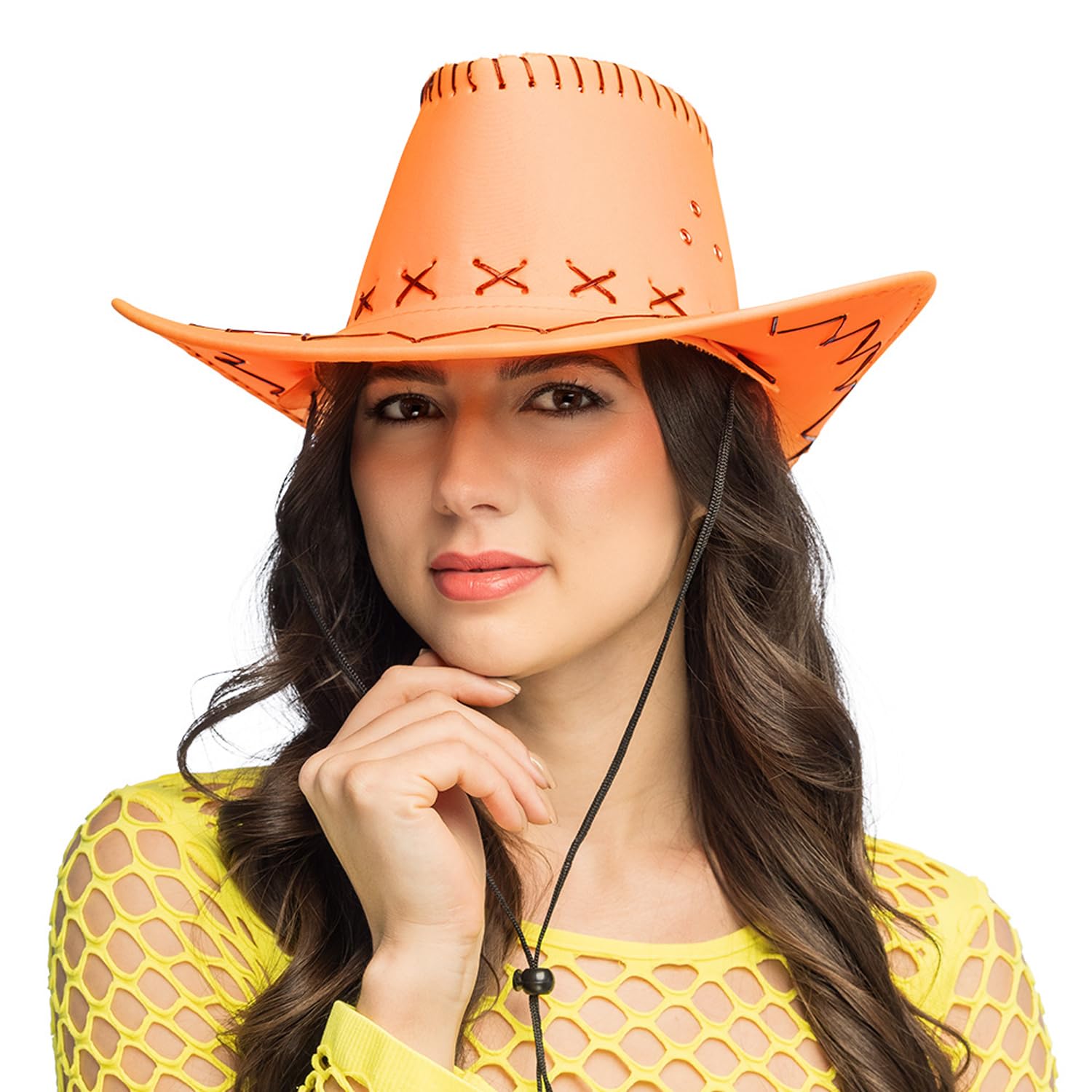 Boland - Verstellbarer UV Cowboyhut Savanne, Neon Western Hut, leuchtet im Schwarzlicht, Kostüm Zubehör für Festival, Karneval, JGA und Mottoparty