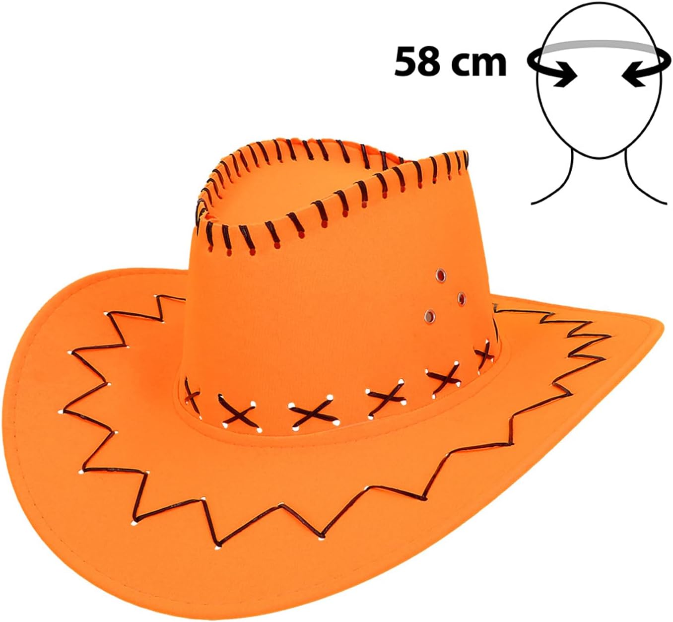Boland - Verstellbarer UV Cowboyhut Savanne, Neon Western Hut, leuchtet im Schwarzlicht, Kostüm Zubehör für Festival, Karneval, JGA und Mottoparty