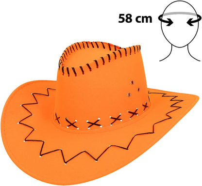 Boland - Verstellbarer UV Cowboyhut Savanne, Neon Western Hut, leuchtet im Schwarzlicht, Kostüm Zubehör für Festival, Karneval, JGA und Mottoparty