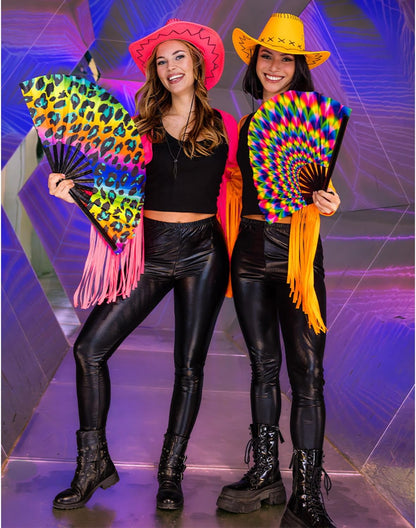 Boland - Verstellbarer UV Cowboyhut Savanne, Neon Western Hut, leuchtet im Schwarzlicht, Kostüm Zubehör für Festival, Karneval, JGA und Mottoparty