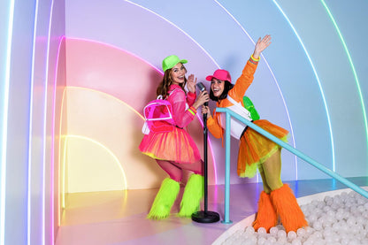 Boland - UV Neon Beinstulpen für Kostüme, 1 Paar, leuchten im Schwarzlicht, Beinwärmer aus Kunstfell, Kostüm-Accessoires für Festival, Karneval und Mottoparty
