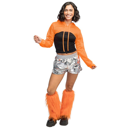 Boland - UV Neon Beinstulpen für Kostüme, 1 Paar, leuchten im Schwarzlicht, Beinwärmer aus Kunstfell, Kostüm-Accessoires für Festival, Karneval und Mottoparty