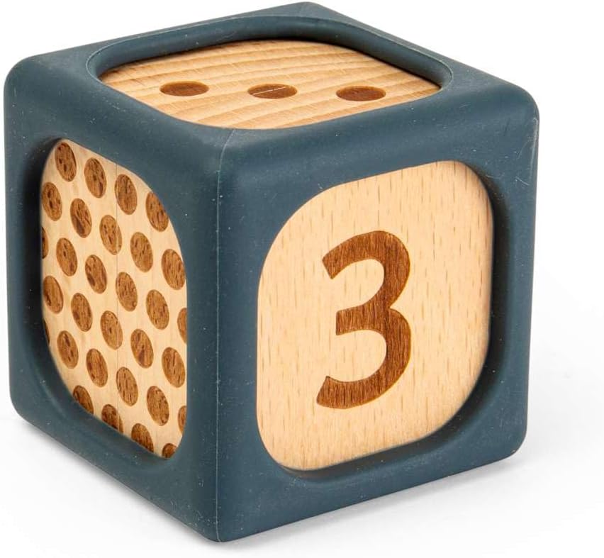Bigjigs Toys Zachte sorteerblokken | Siliconen en houten babyblokset | Montessori stapelkubussen voor baby's | Zachte bouwkubussets met cijfers | Vroeg leren stapelspeelgoedset voor kinderen vanaf 6