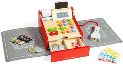 Bigjigs Toys Winkel tot | Houten kassa voor kinderen | Pretend Play Tills met scanner, geld en kaart | Accessoires voor rollenspelsupermarkt | Educatief speelgoed voor kinderen van 3 jaar oud
