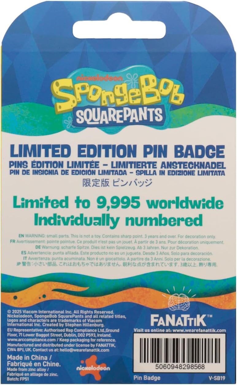 SpongeBob SquarePants - Spilla smaltata arcobaleno | Edizione limitata da collezione | Prodotto con licenza ufficiale | Numerata singolarmente | 41 x 45 mm