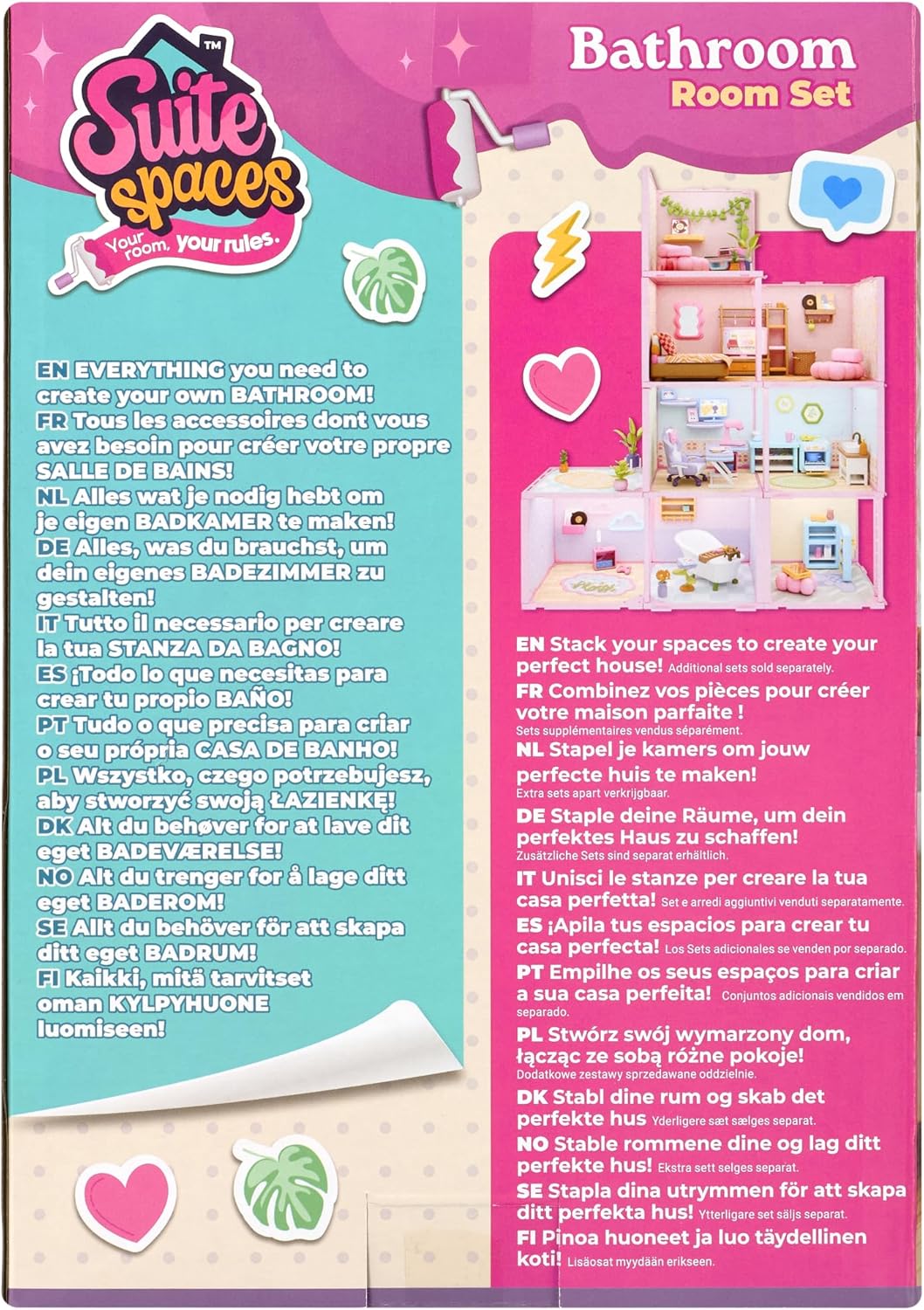Goliath Suite Spaces - Bathroom Set | Your Room, Your Rules! Contains 20 Bathroom Themed Accessories | Modular Dolls House Rooms with Customizable Furniture & Decor | For Ages 6+