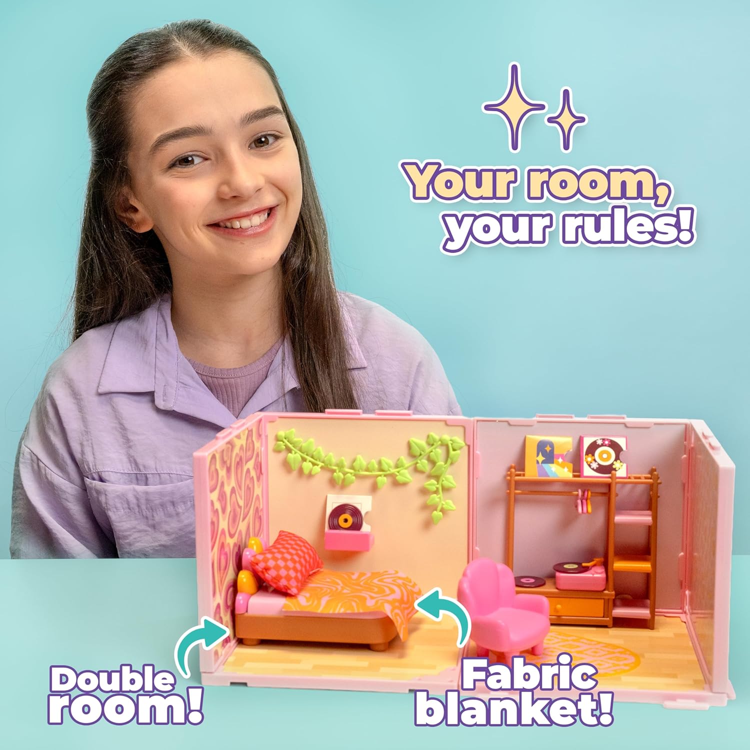 Goliath Suite Spaces - Deluxe Bedroom Set | Your Room, Your Rules! Contains 30 Bedroom Themed Accessories | Modular Dolls House Rooms with Customizable Furniture & Decor | For Ages 6+
