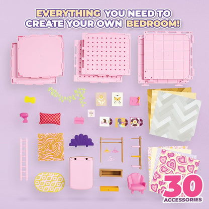 Goliath Suite Spaces - Deluxe Bedroom Set | Your Room, Your Rules! Contains 30 Bedroom Themed Accessories | Modular Dolls House Rooms with Customizable Furniture & Decor | For Ages 6+