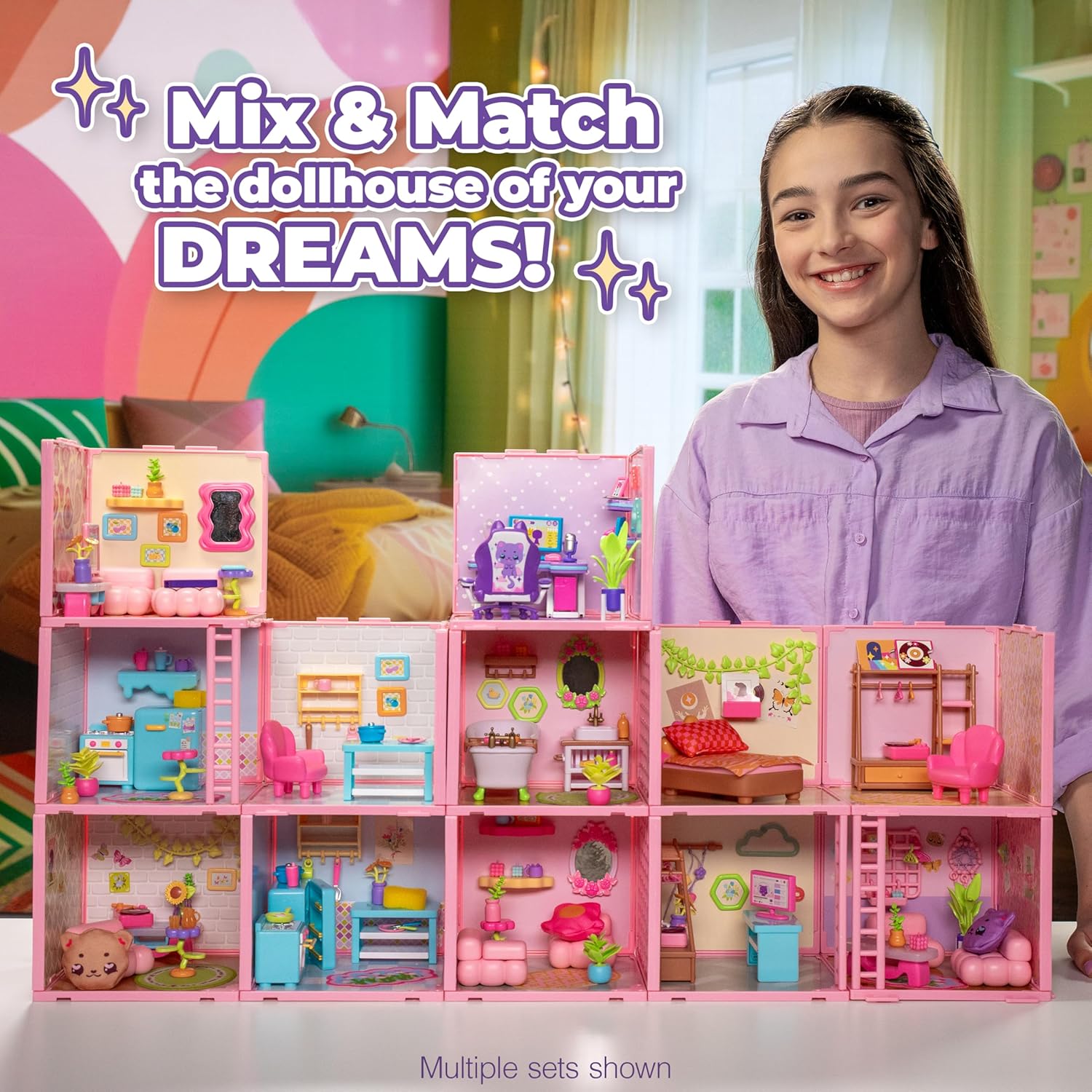 Goliath Suite Spaces - Deluxe Bedroom Set | Your Room, Your Rules! Contains 30 Bedroom Themed Accessories | Modular Dolls House Rooms with Customizable Furniture & Decor | For Ages 6+