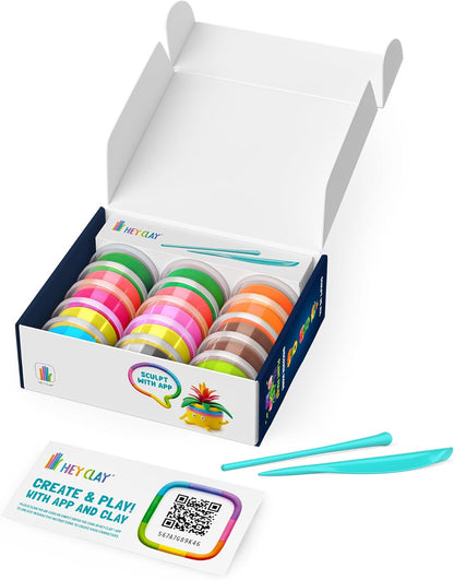 HEY CLAY Plant Friends Set – 15 Cans Air Dry Modeling Clay Kit for Kids with Free App – 3D Step-by-Step Instructions – Creative Arts and Crafts Sculpting Toy, DIY Gift for Boys & Girls Ages 8+