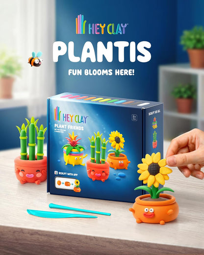 HEY CLAY Plant Friends Set – 15 Cans Air Dry Modeling Clay Kit for Kids with Free App – 3D Step-by-Step Instructions – Creative Arts and Crafts Sculpting Toy, DIY Gift for Boys & Girls Ages 8+