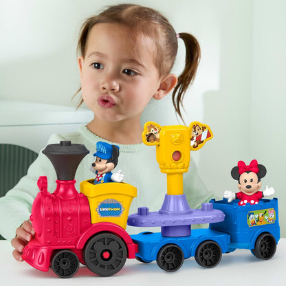 Fisher-Price Little People, Peuterspeelgoed, DISNEY Jr Mickey en Minnie muzikale trein met 2 Figuren voor Fantasiespel voor kinderen vanaf 18 maanden, JKB04