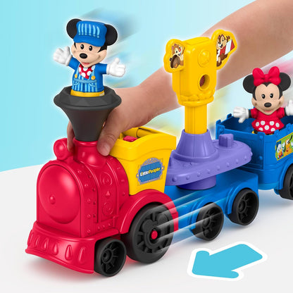 Fisher-Price Little People, Peuterspeelgoed, DISNEY Jr Mickey en Minnie muzikale trein met 2 Figuren voor Fantasiespel voor kinderen vanaf 18 maanden, JKB04