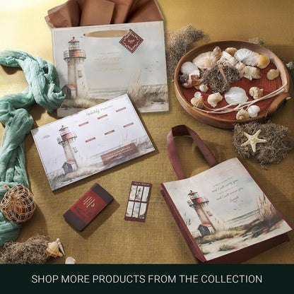 Christian Art Gifts Large Landscape Gift Bag & Tissue Set for Men & Women: I Will Carry You Inspirational Scripture, Scenic Lighthouse Multicolor, Satin Handles