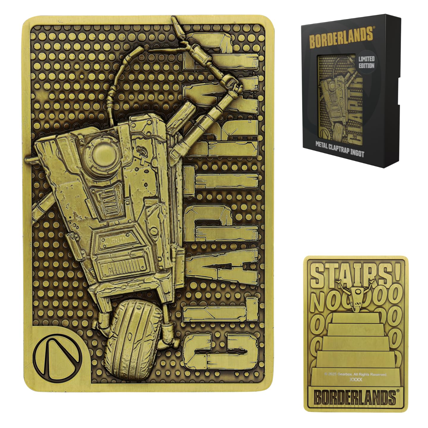 FaNaTtik Borderlands Claptrap Limited Edition Metallbarren - Antik Messing farbig nummeriertes Sammlerstück (5000 weltweit