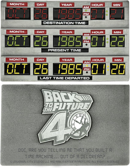 FaNaTtik Back to the Future Barren zum 40. Jubiläum von Time Circuits – offizielles Sammlerstück in limitierter Auflage, individuell nummeriert, 90 x 56,5 mm, mit Präsentationsständer & Kunstkarte