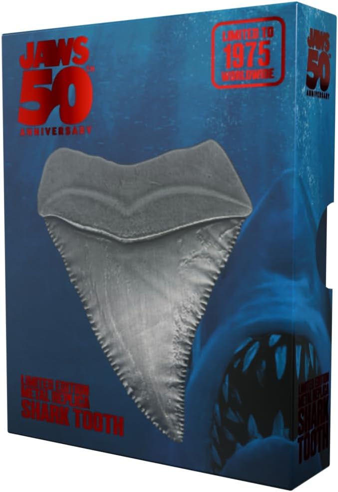 FaNaTtik Jaws 50th Anniversary Shark Tooth Metal Medallion - Limited Edition Collectible with Art Card (Limited to 1.975 worldwide