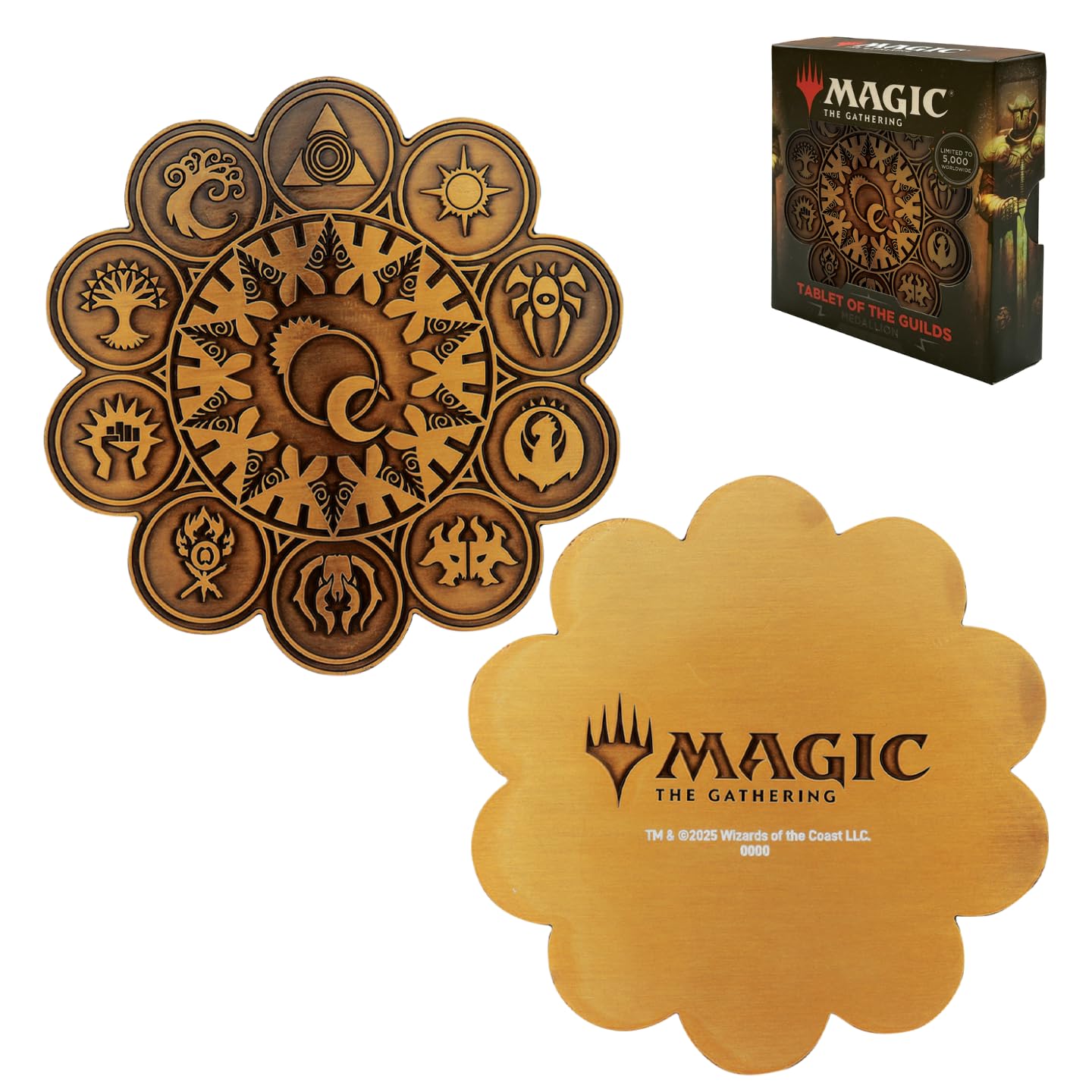 FaNaTtik Magic: The Gathering Tablet of the Guilds Metal Medallion - Limited Edition Collector's Medallion (5.000 Worldwide), Individuell nummeriert, Antik vergoldet, Offizielles MTG Merchandise