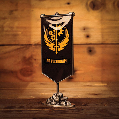 FaNaTtik Fallout Brotherhood of Steel Metal Banner – Limited Edition Mini Collectible – Officially Licensed, Individually Numbered Desk Display